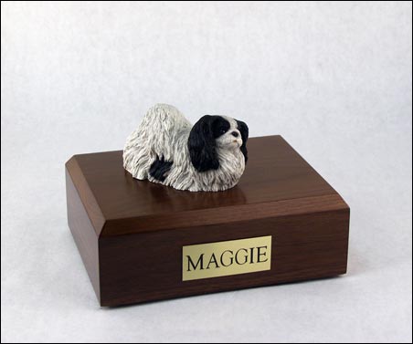 Dog, Pekingese, Black/White - Figurine Urn