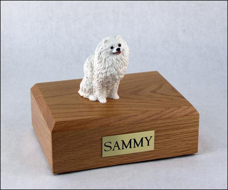 Dog, Pomeranian, White - Figurine Urn