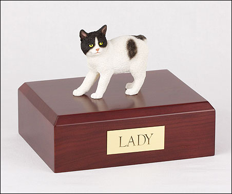 Cat, Manx, Black/White - Figurine Urn