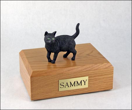 Cat, Black, Shorthair Standing - Figurine Urn