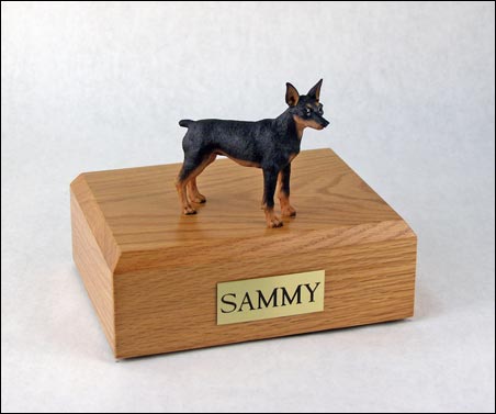 Dog, Miniature Pincher, Black/Tan - Figurine Urn