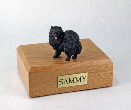 Dog, Pomeranian, Black - Figurine Urn