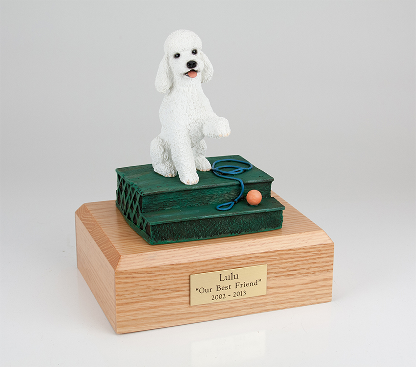 Dog, Poodle, White - sport cut - Figurine Urn