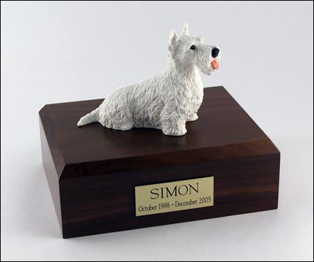 Dog, Scottish Terrier, White - Figurine Urn