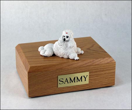 Dog, Poodle, White - show cut - Figurine Urn