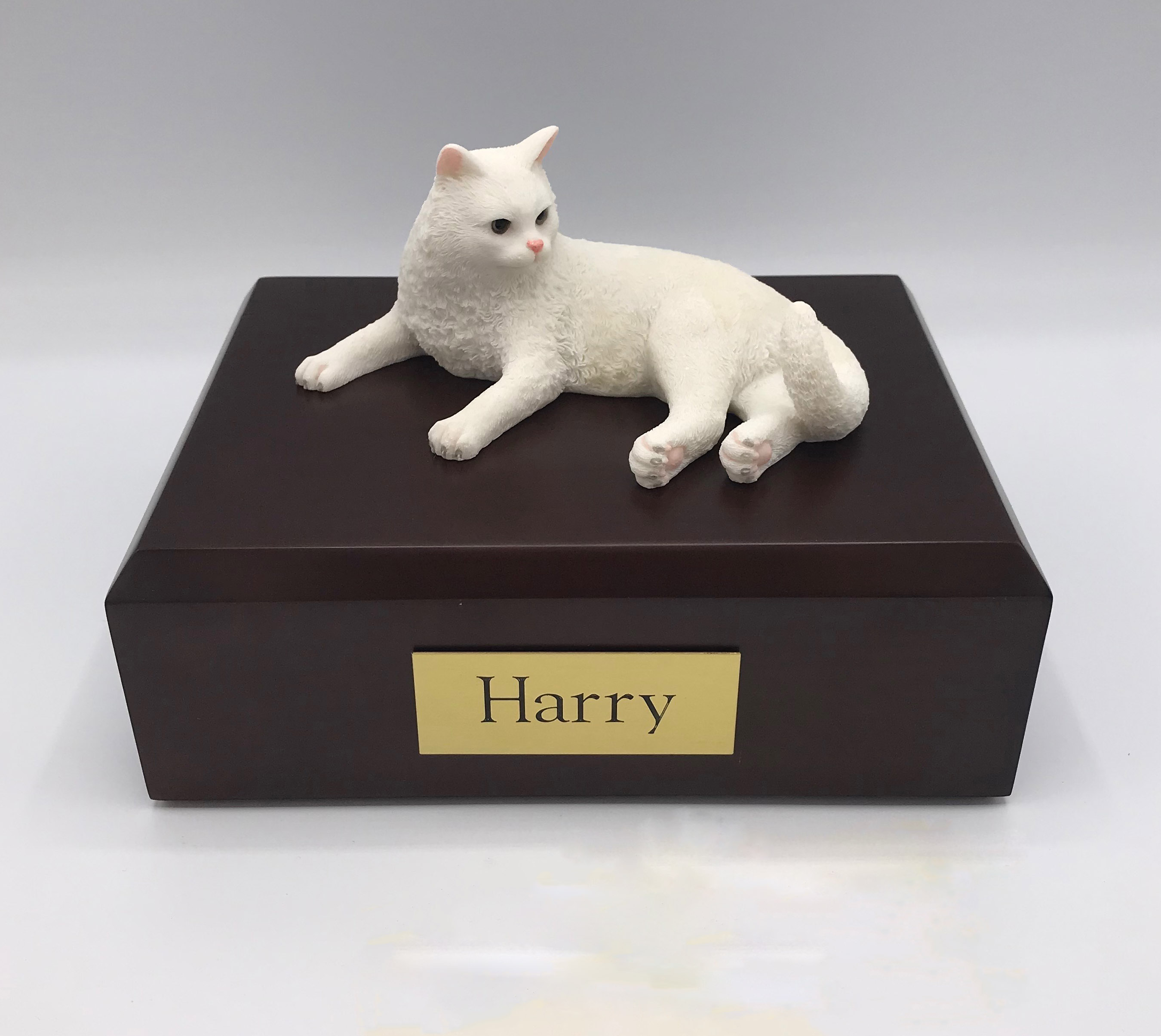 Cat, White, British Short Hair Laying - Figurine Urn
