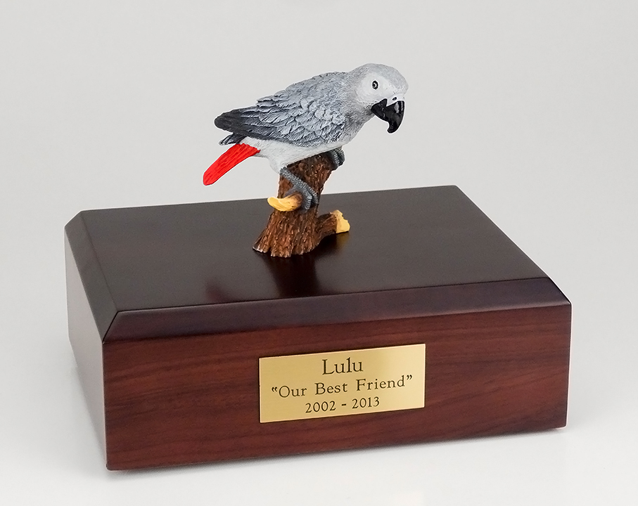 Birds, African Gray Parrot - Figurine Urn
