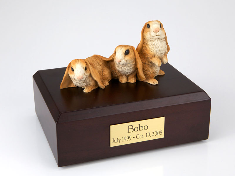 3 Brown Rabbits Side by Side - Figurine Urn