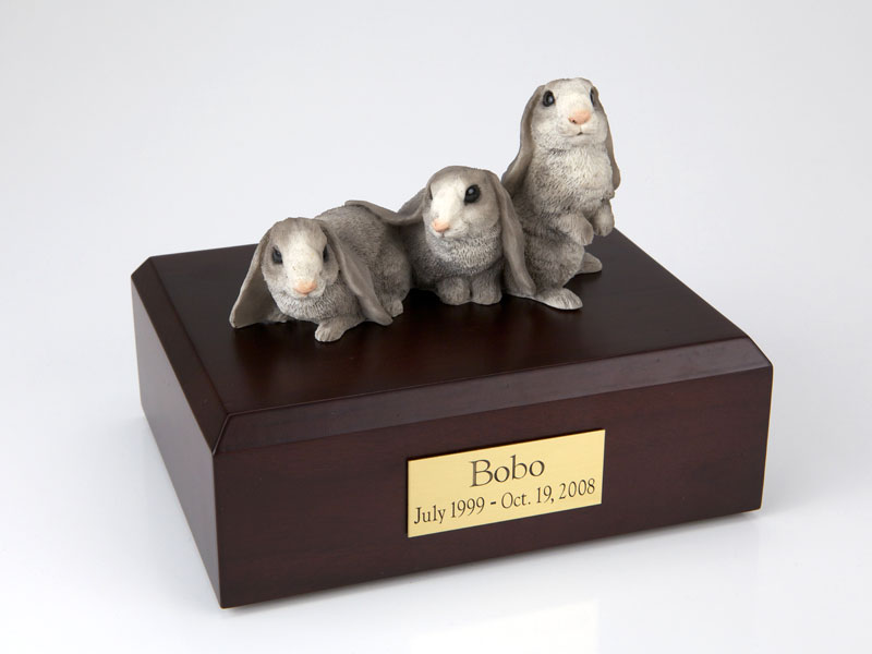 3 Gray Rabbits Side by Side - Figurine Urn