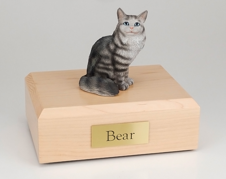Cat, Maine Coon, Silver Tabby - Figurine Urn