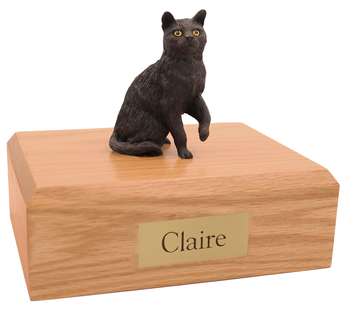 Cat, Black, Short Hair, Sitting - Figurine Urn
