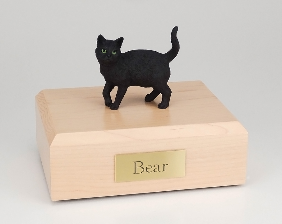 Cat, Black, Shorthair Standing - Figurine Urn