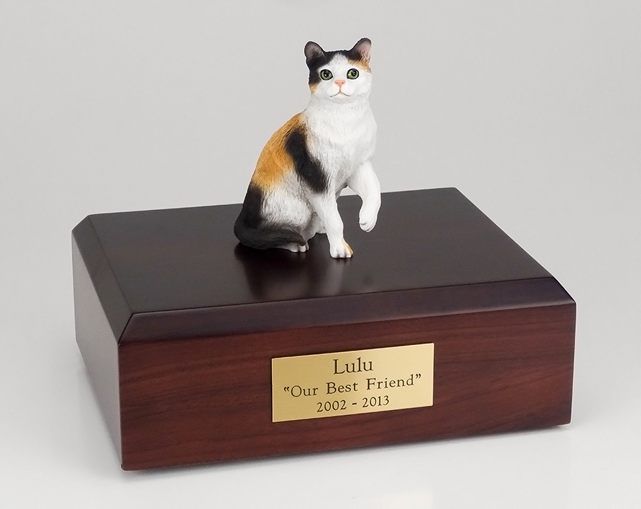 Cat, Calico, Shorthair Sitting - Figurine Urn